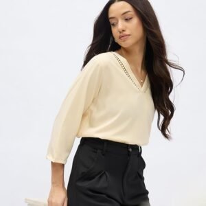 SheWill Printed Top with Contrast Tipping – Stylish Ethnic & Western Tops for Women – Summer Travel Wear, Trendy Tops for Jeans, Lightweight & Comfortable Casual Wear